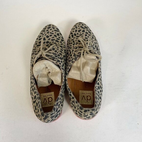 Dolce Vita Womens Leopard Print Derby Oxford Lace Up Shoes Brown 7.5 Flats Suede - Picture 4 of 8